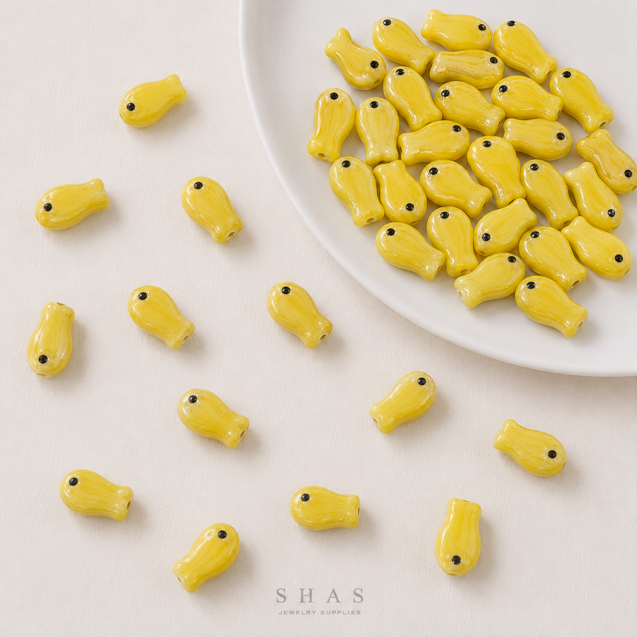 PCB07 Fish Electroplated Ceramic Bead ( 1 pc ) Porcelian Ceramic