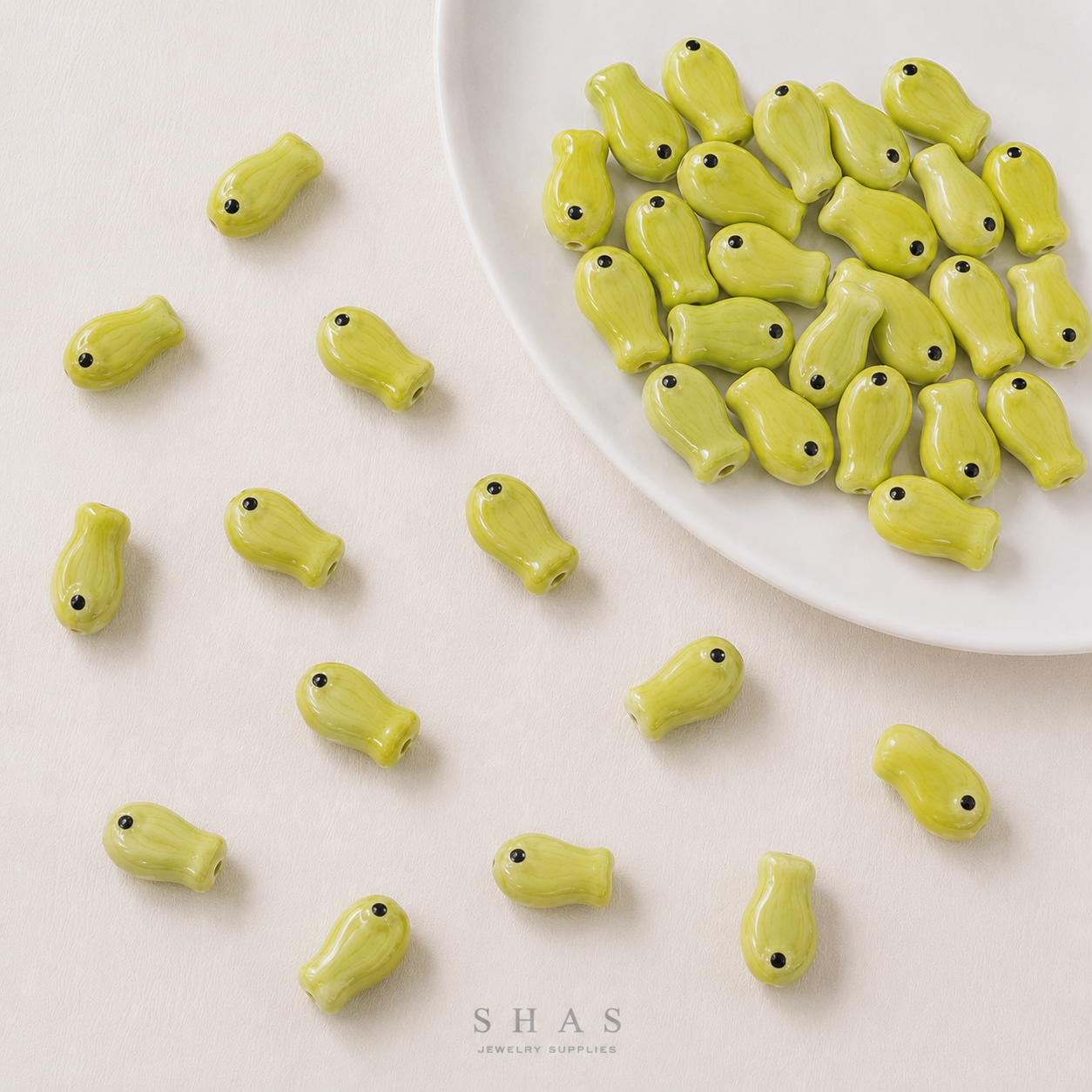 PCB07 Fish Electroplated Ceramic Bead ( 1 pc ) Porcelian Ceramic
