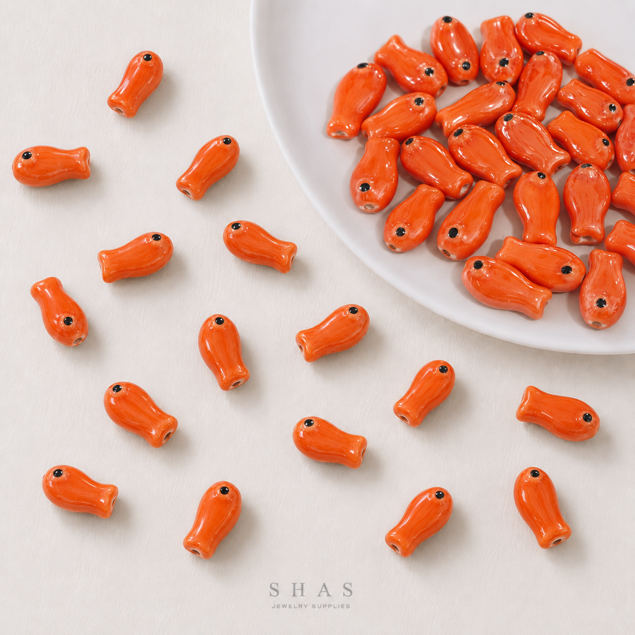 PCB07 Fish Electroplated Ceramic Bead ( 1 pc ) Porcelian Ceramic