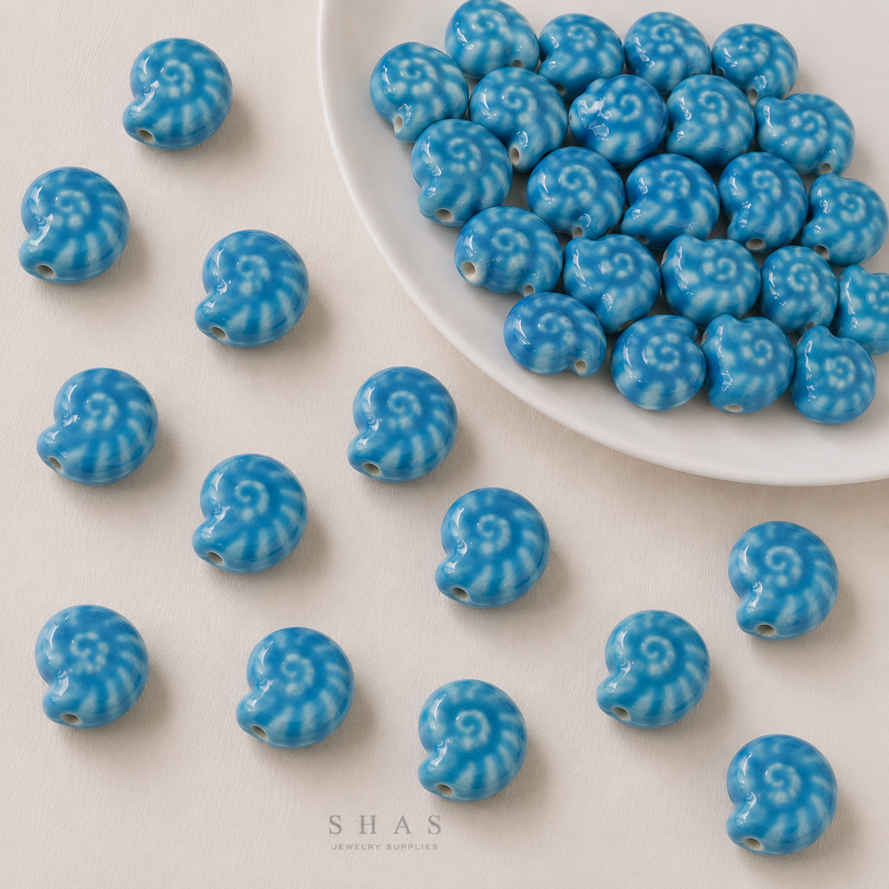 PCB09 Snail Ceramic Bead ( 1 pc ) Porcelian Ceramic
