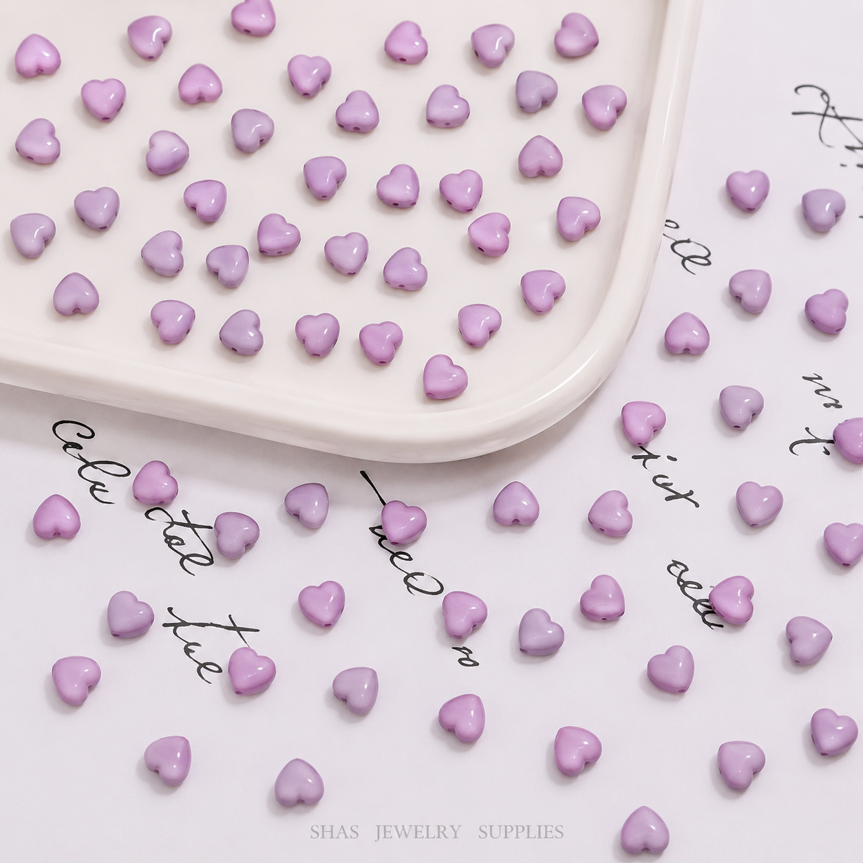 AB15 Tiny Heart Shiny Acrylic Bead ( 1 pc ) UV Plated Acrylic