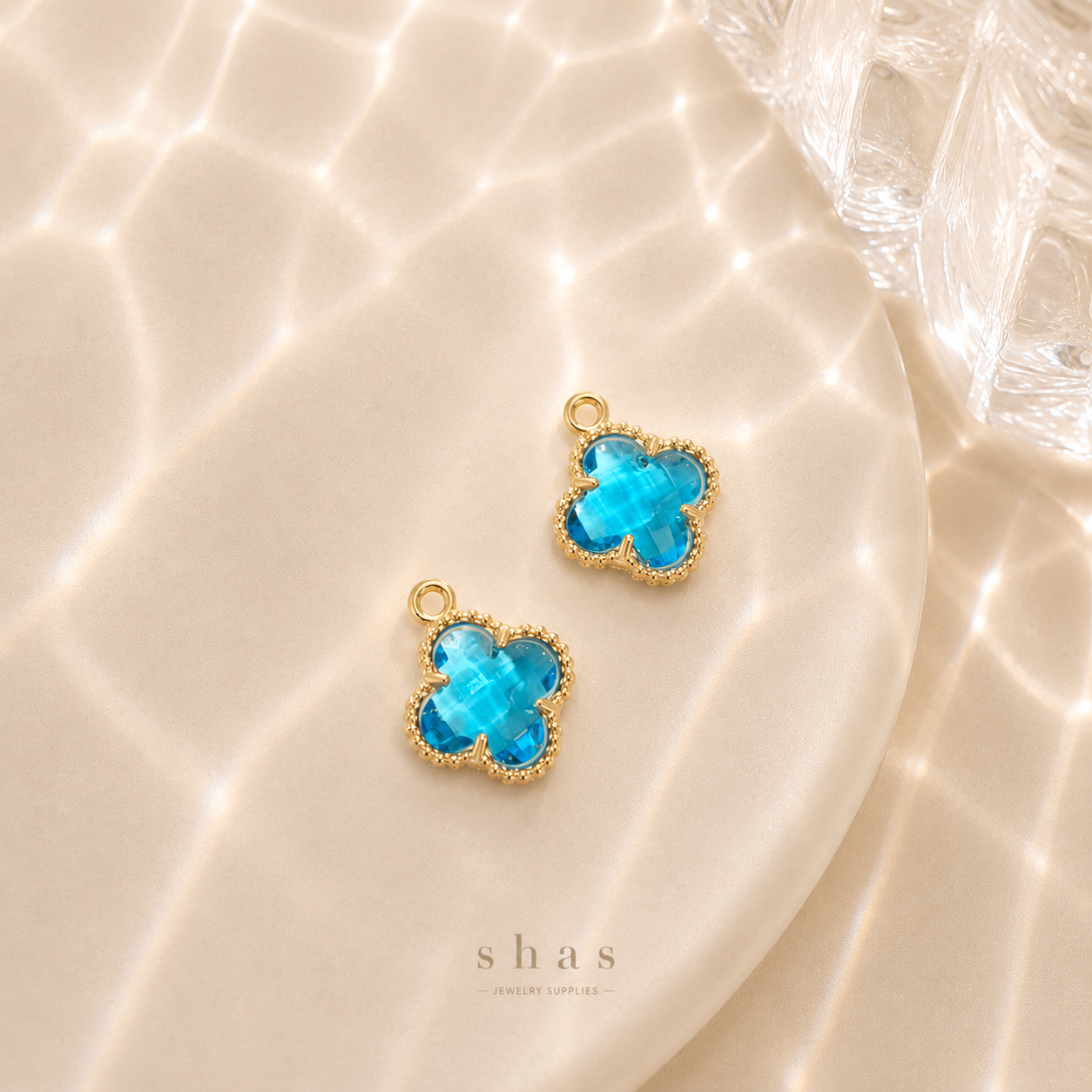 GPC17 Clover Multicolour Zircon charm ( 1 PC ) 14k Gold plated