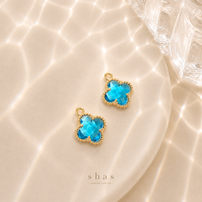GPC17 Clover Multicolour Zircon charm ( 1 PC ) 14k Gold plated