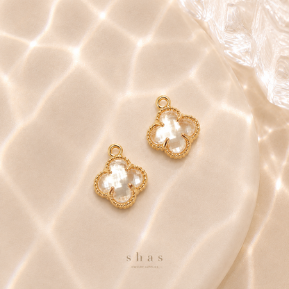 GPC17 Clover Multicolour Zircon charm ( 1 PC ) 14k Gold plated