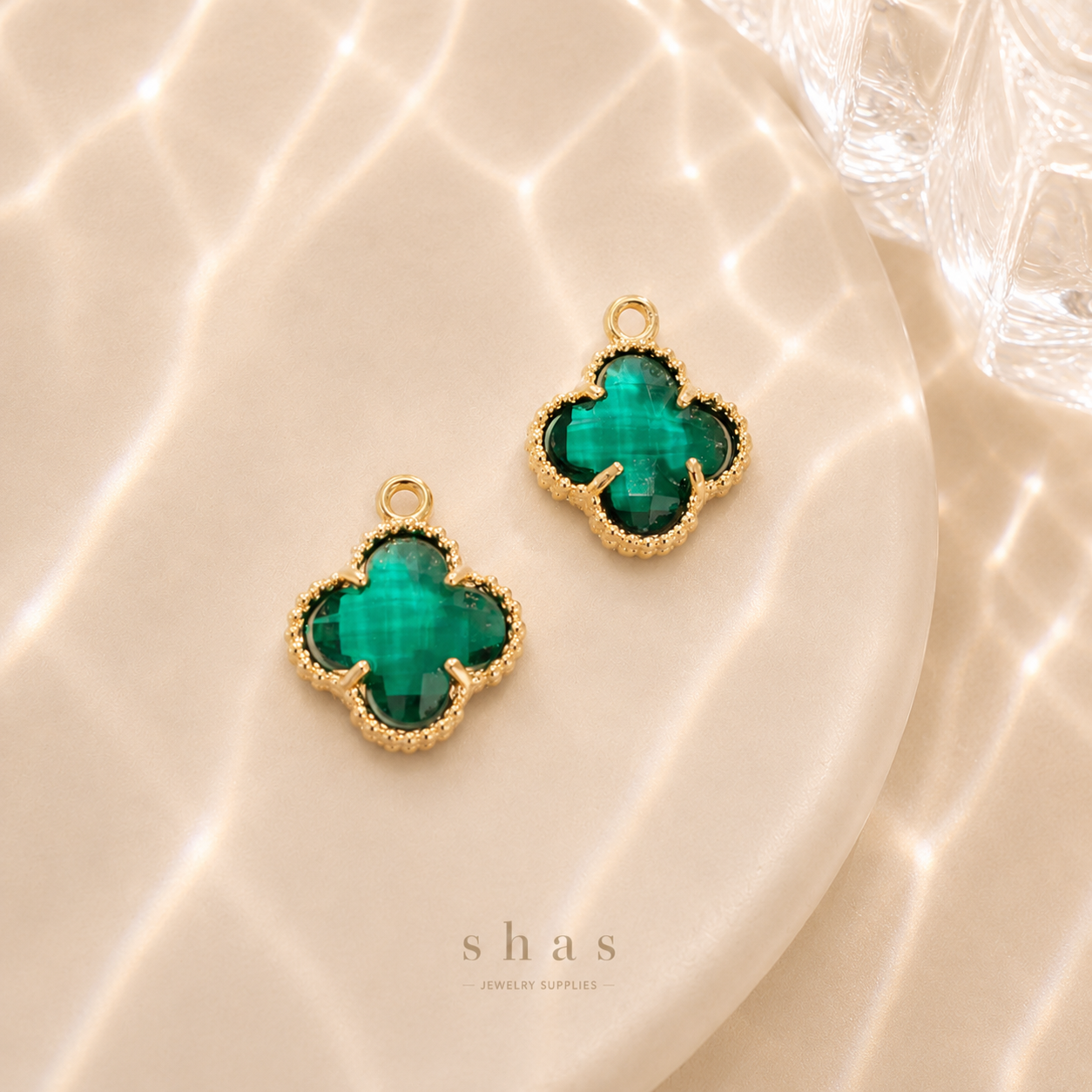GPC17 Clover Multicolour Zircon charm ( 1 PC ) 14k Gold plated