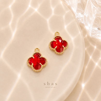 GPC17 Clover Multicolour Zircon charm ( 1 PC ) 14k Gold plated