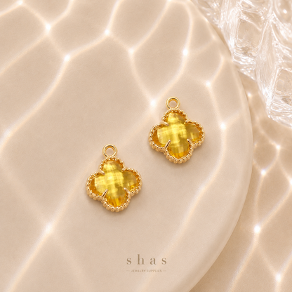 GPC17 Clover Multicolour Zircon charm ( 1 PC ) 14k Gold plated