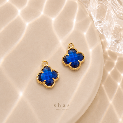 GPC17 Clover Multicolour Zircon charm ( 1 PC ) 14k Gold plated