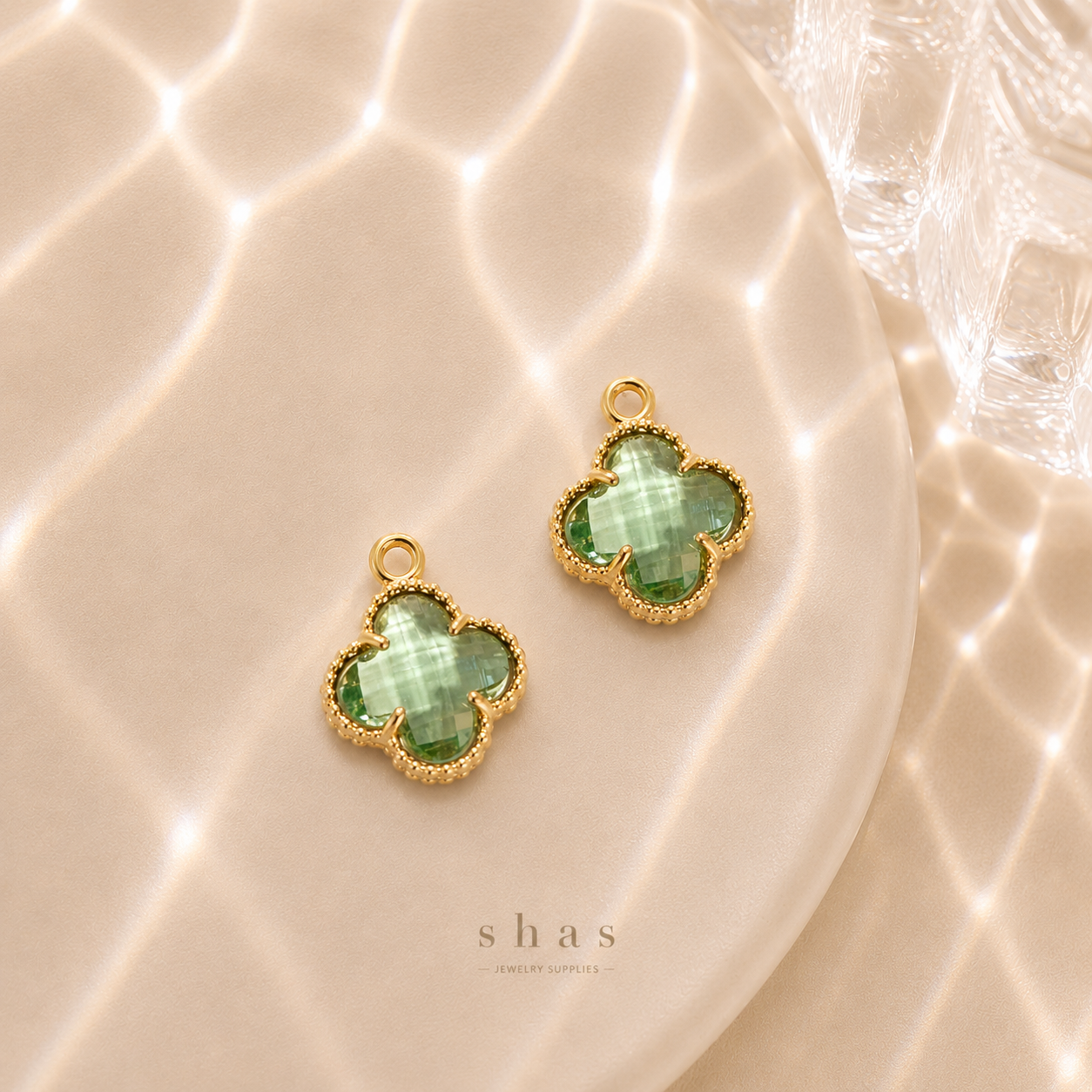 GPC17 Clover Multicolour Zircon charm ( 1 PC ) 14k Gold plated