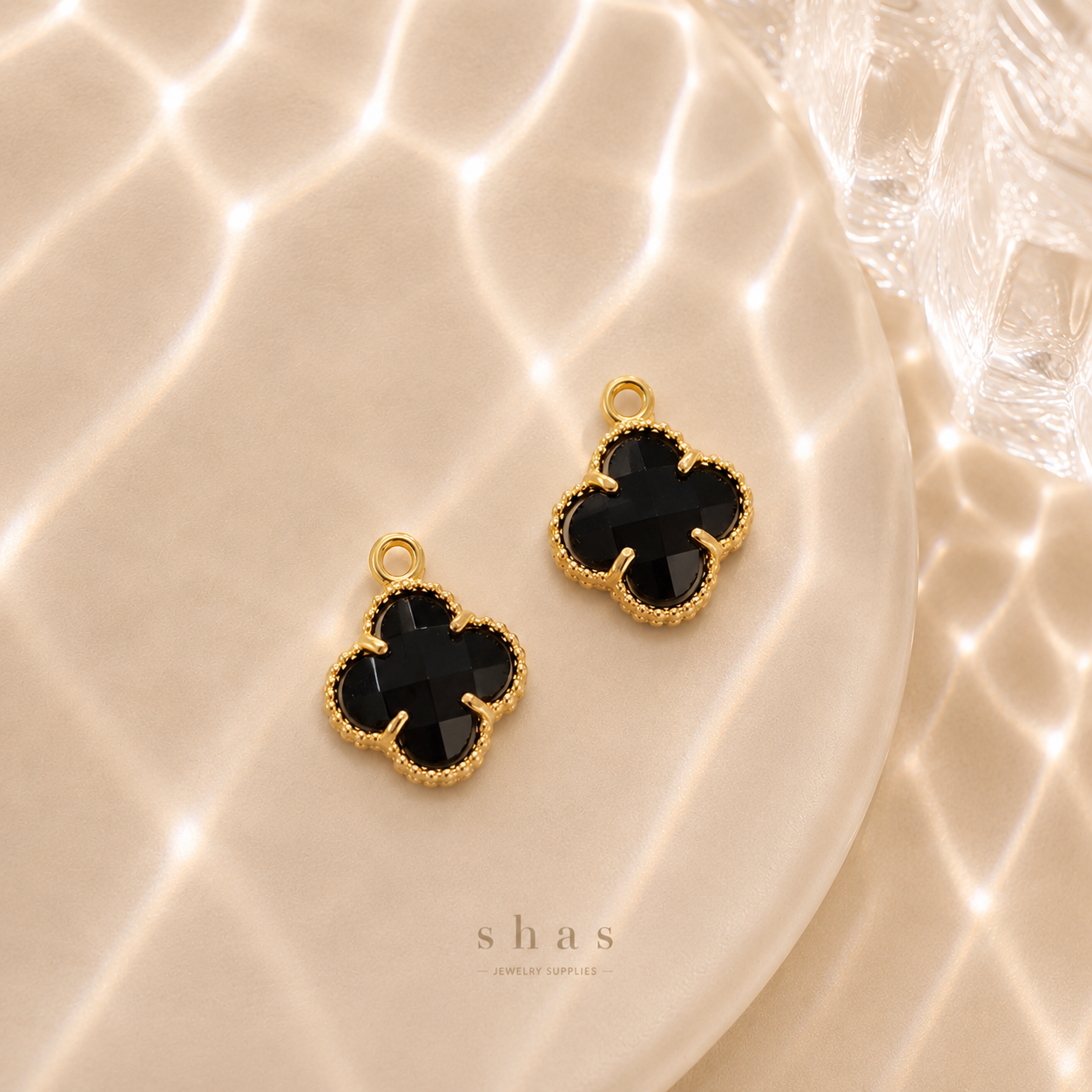 GPC17 Clover Multicolour Zircon charm ( 1 PC ) 14k Gold plated