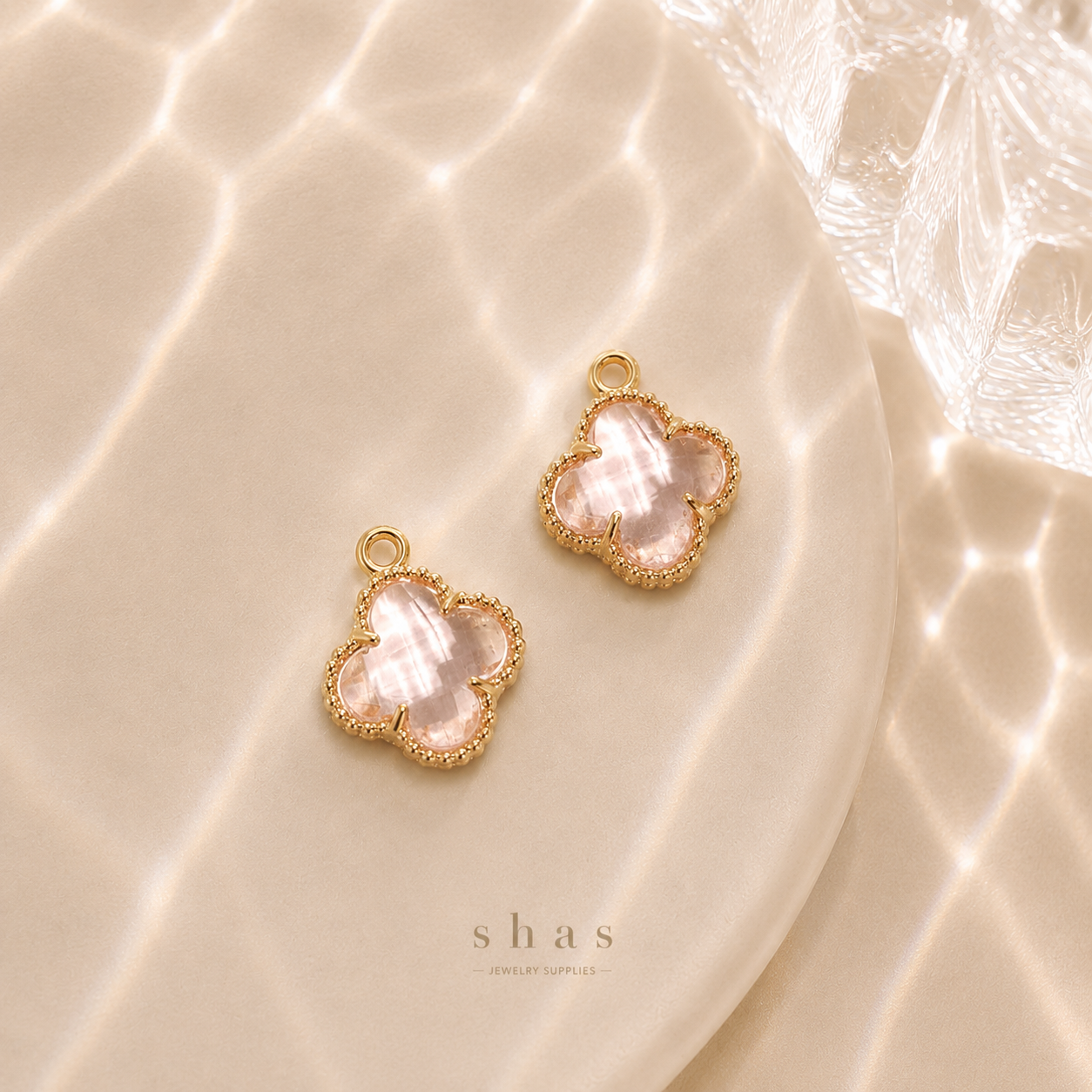 GPC17 Clover Multicolour Zircon charm ( 1 PC ) 14k Gold plated