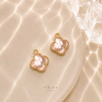 GPC17 Clover Multicolour Zircon charm ( 1 PC ) 14k Gold plated