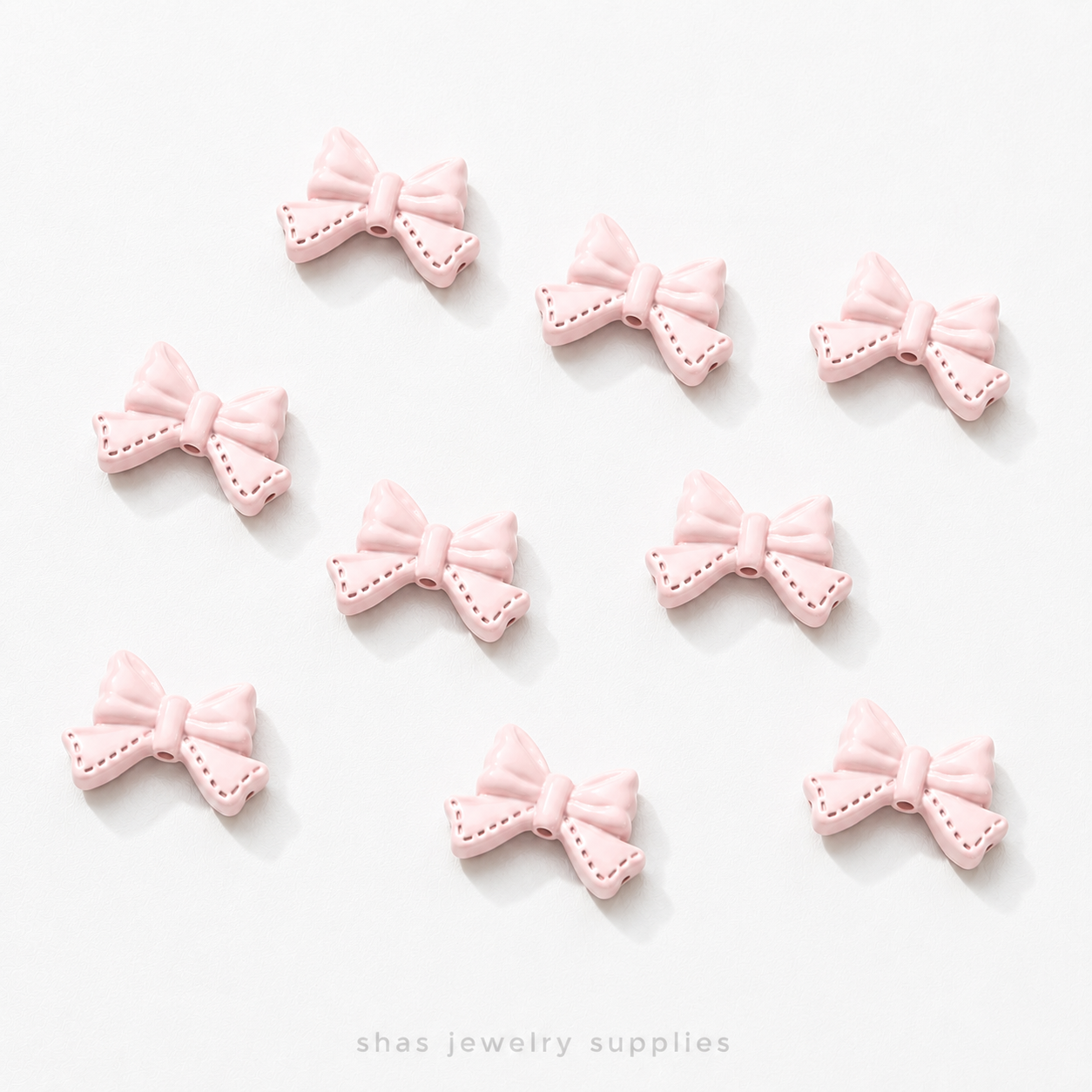 APB01 Coquette Bow Alloy Printed Bead ( 1 pc )