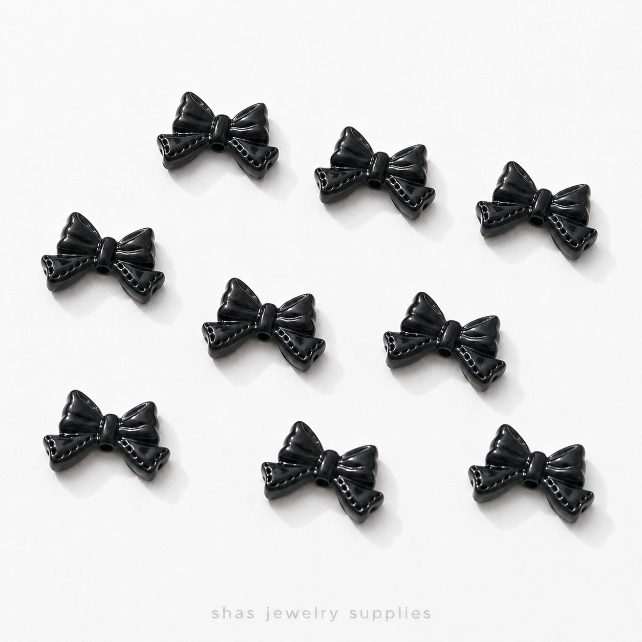 APB01 Coquette Bow Alloy Printed Bead ( 1 pc )