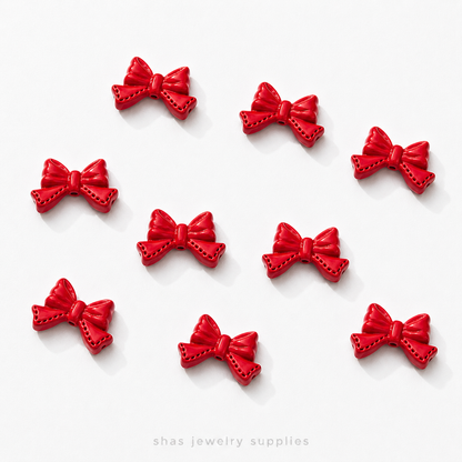 APB01 Coquette Bow Alloy Printed Bead ( 1 pc )