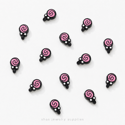 APB03 Lollipop Alloy Printed Bead ( 1 pc )