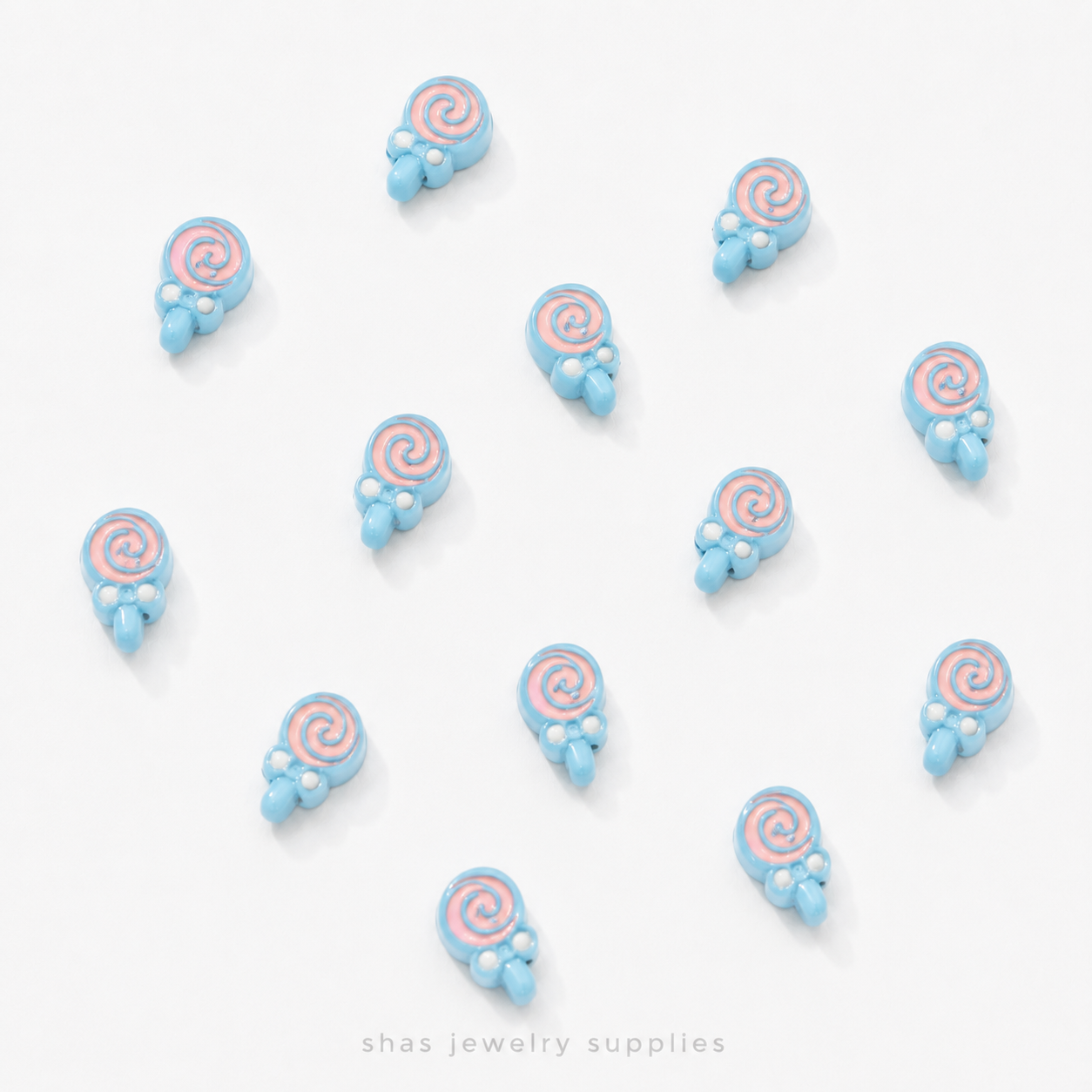 APB03 Lollipop Alloy Printed Bead ( 1 pc )