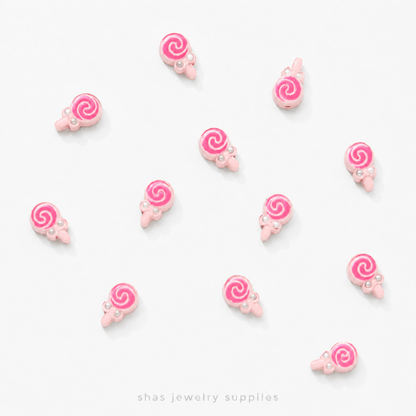 APB03 Lollipop Alloy Printed Bead ( 1 pc )