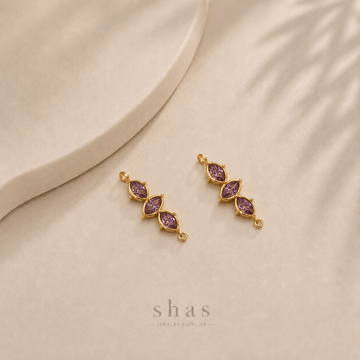 SC18H Bohemian Connector Zircon Charm ( 1 pc ) 18k Gold PVD