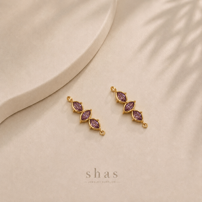 SC18H Bohemian Connector Zircon Charm ( 1 pc ) 18k Gold PVD
