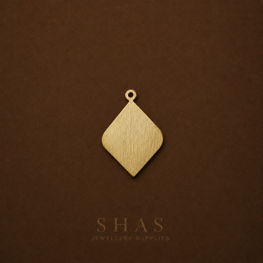 BC02X Textured wavy rhombus ( 1pc ) raw brass