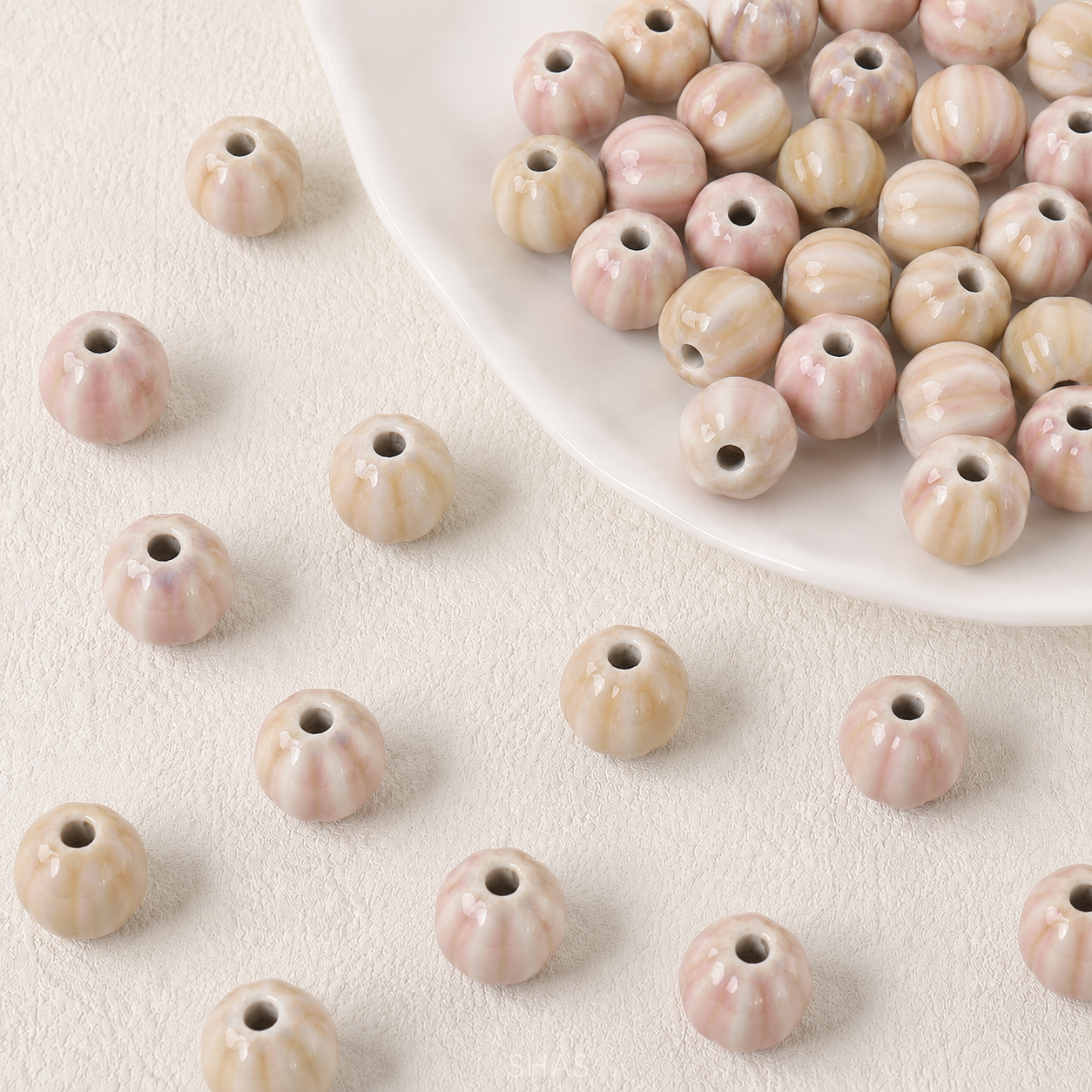 PCB01 Retro Small Watermelon Ceramic Bead ( 1 PC ) Porcelian Ceramic