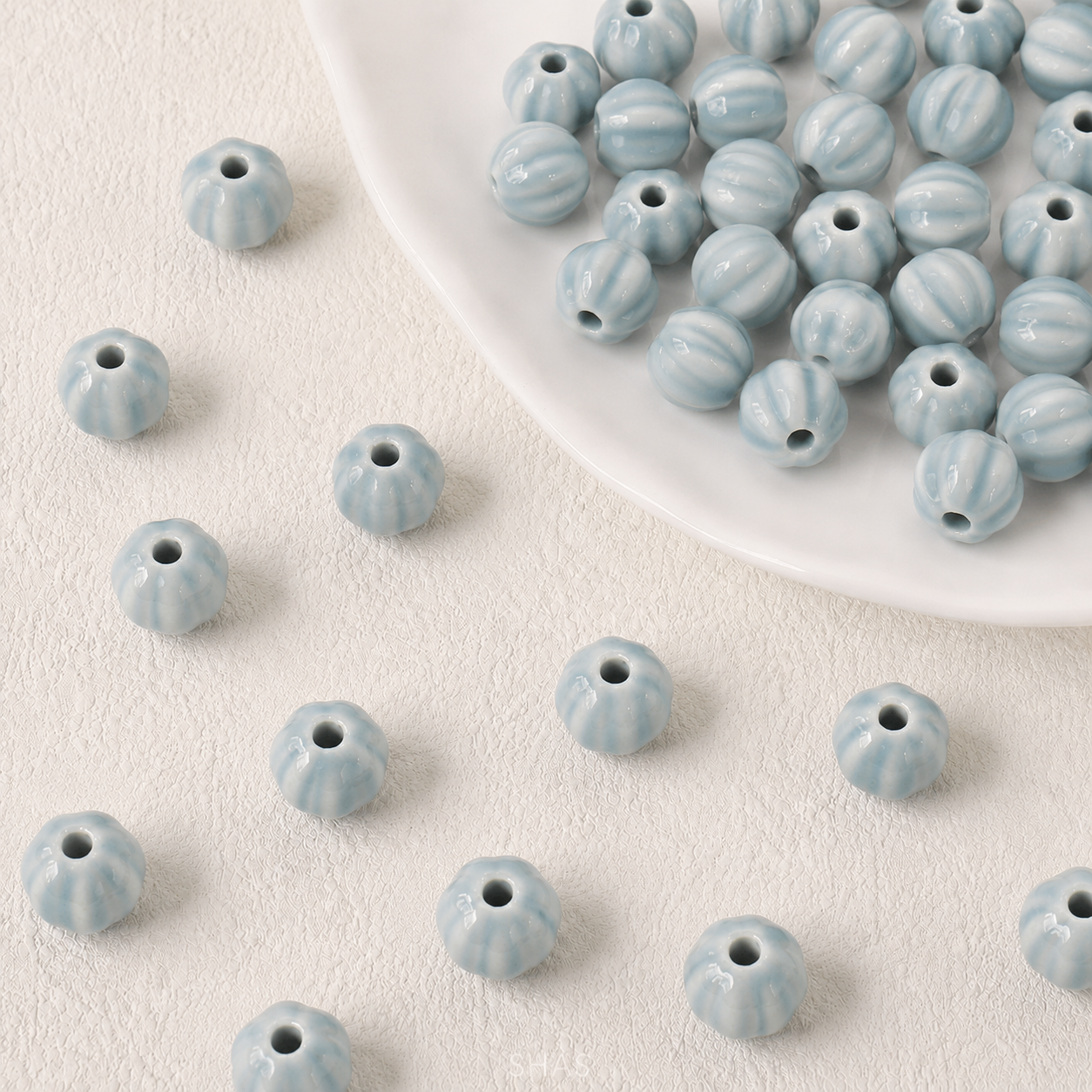 PCB01 Retro Small Watermelon Ceramic Bead ( 1 PC ) Porcelian Ceramic