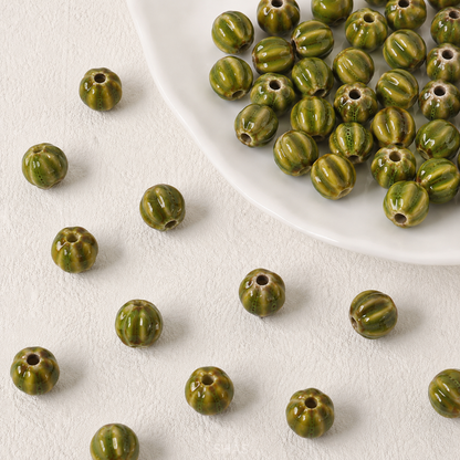 PCB01 Retro Small Watermelon Ceramic Bead ( 1 PC ) Porcelian Ceramic