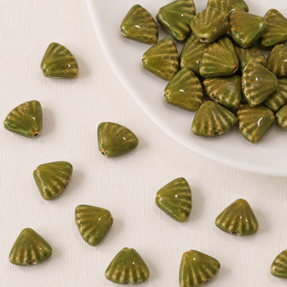 PCB03 Scallop Shell Ceramic bead ( 1 pc ) Porcelian Ceramic