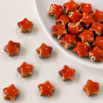 PCB04 Chunky Star Ceramic bead ( 1 pc ) Porcelian Ceramic ( 15 mm )