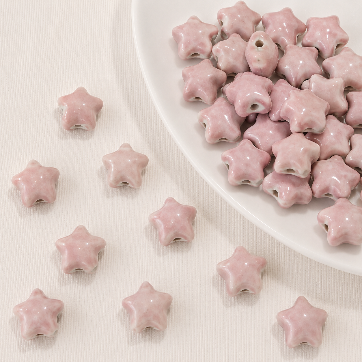 PCB04 Chunky Star Ceramic bead ( 1 pc ) Porcelian Ceramic ( 15 mm )