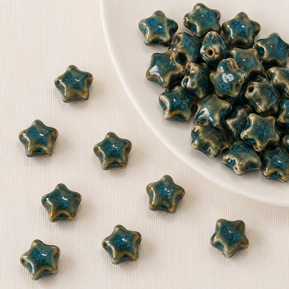 PCB04 Chunky Star Ceramic bead ( 1 pc ) Porcelian Ceramic ( 15 mm )