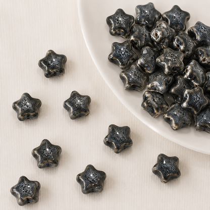 PCB04 Chunky Star Ceramic bead ( 1 pc ) Porcelian Ceramic ( 15 mm )
