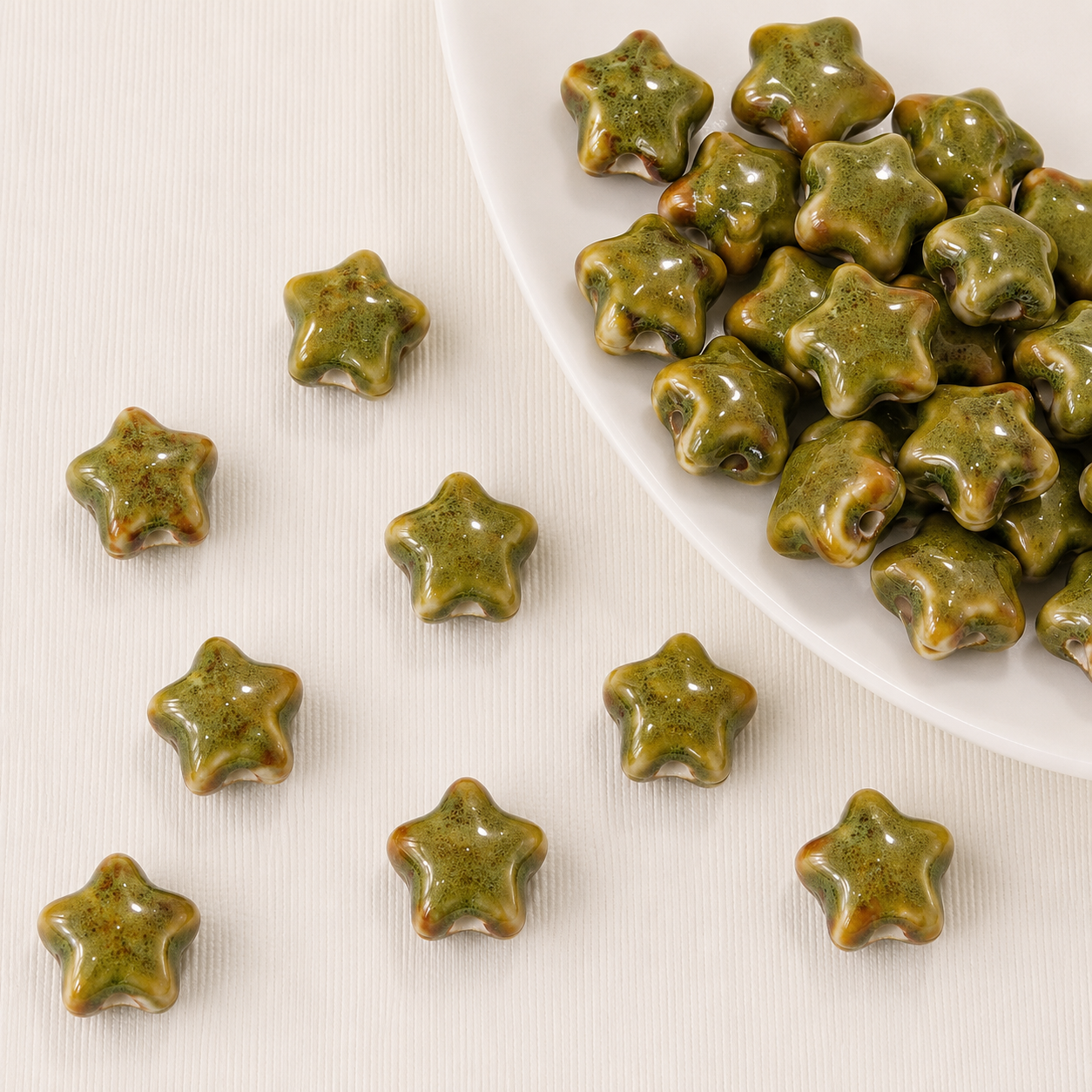 PCB04 Chunky Star Ceramic bead ( 1 pc ) Porcelian Ceramic ( 15 mm )