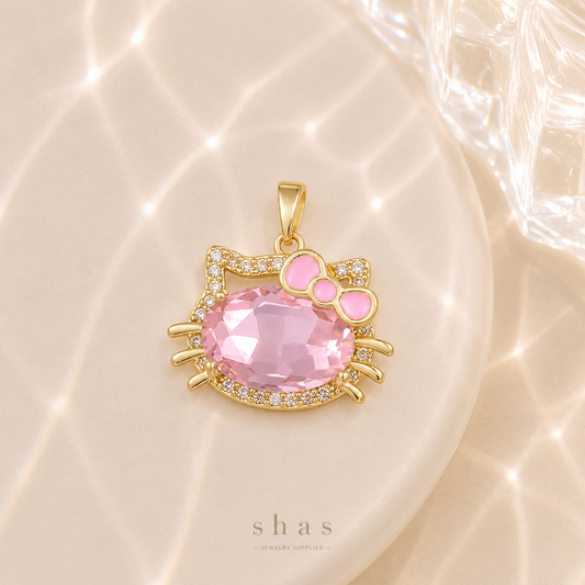 GPC16J Hello Kitty Zircon charm ( 1 PC ) Premium Plated