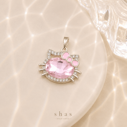 GPC16J Hello Kitty Zircon charm ( 1 PC ) Premium Plated