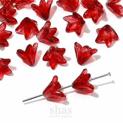 GB03A Lily Flower Glass bead ( 1 pc ) Lampwork Bead