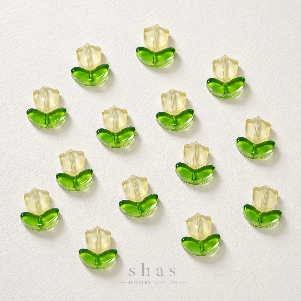 GB03B Tulip Flower set with Leaf Glass Bead( 1 set - 1 flower + 1 leaf ) Lampwork Bead