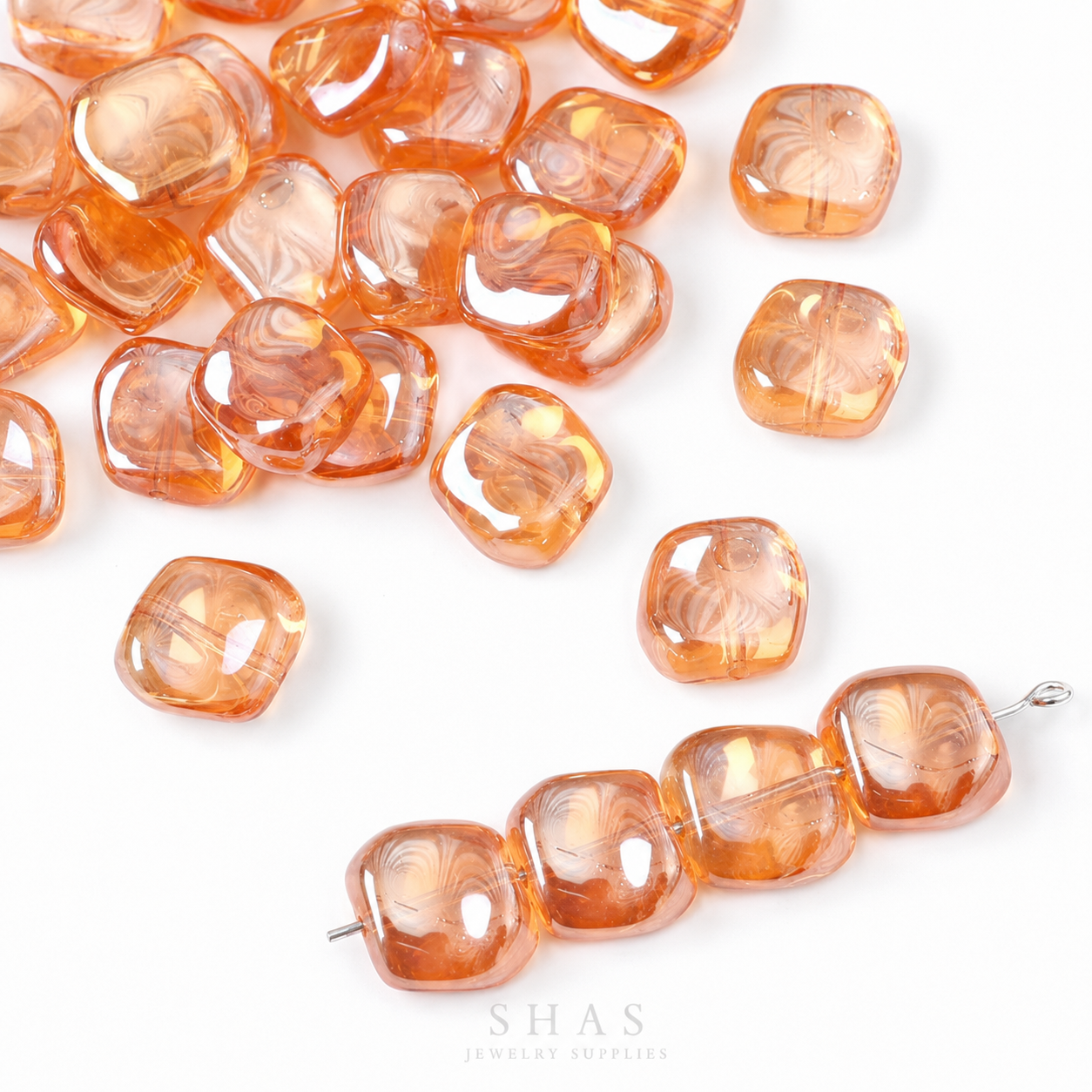 GB06A Gradient Irregular Plating Iridescent Glass Bead ( 1 pc ) Lampwork Bead