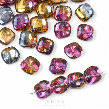 GB06A Gradient Irregular Plating Iridescent Glass Bead ( 1 pc ) Lampwork Bead
