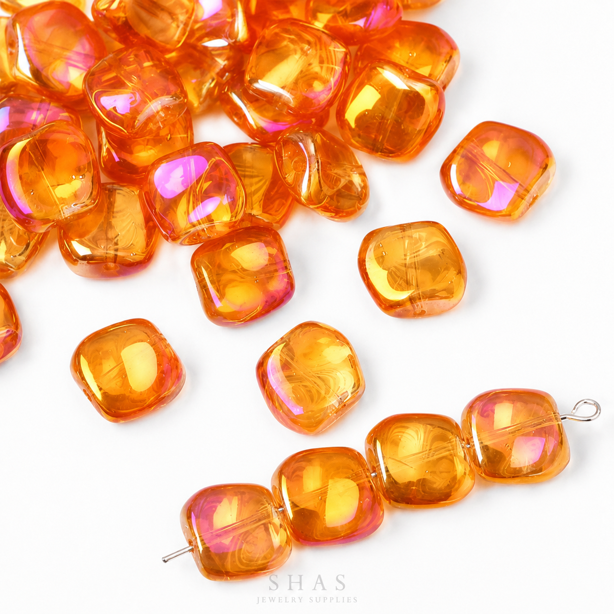 GB06A Gradient Irregular Plating Iridescent Glass Bead ( 1 pc ) Lampwork Bead