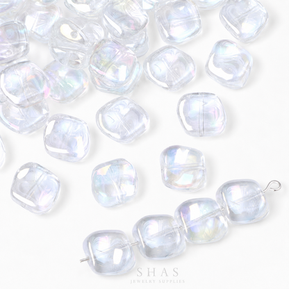 GB06A Gradient Irregular Plating Iridescent Glass Bead ( 1 pc ) Lampwork Bead