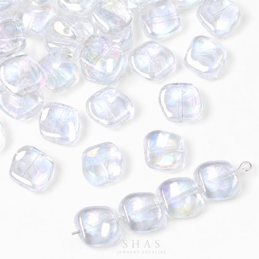 GB06A Gradient Irregular Plating Iridescent Glass Bead ( 1 pc ) Lampwork Bead