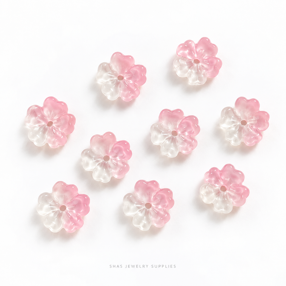 GB68 Cherry Blossom Flower Glass Beads ( 1 pc ) Lampwork Bead