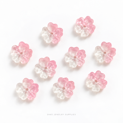 GB68 Cherry Blossom Flower Glass Beads ( 1 pc ) Lampwork Bead