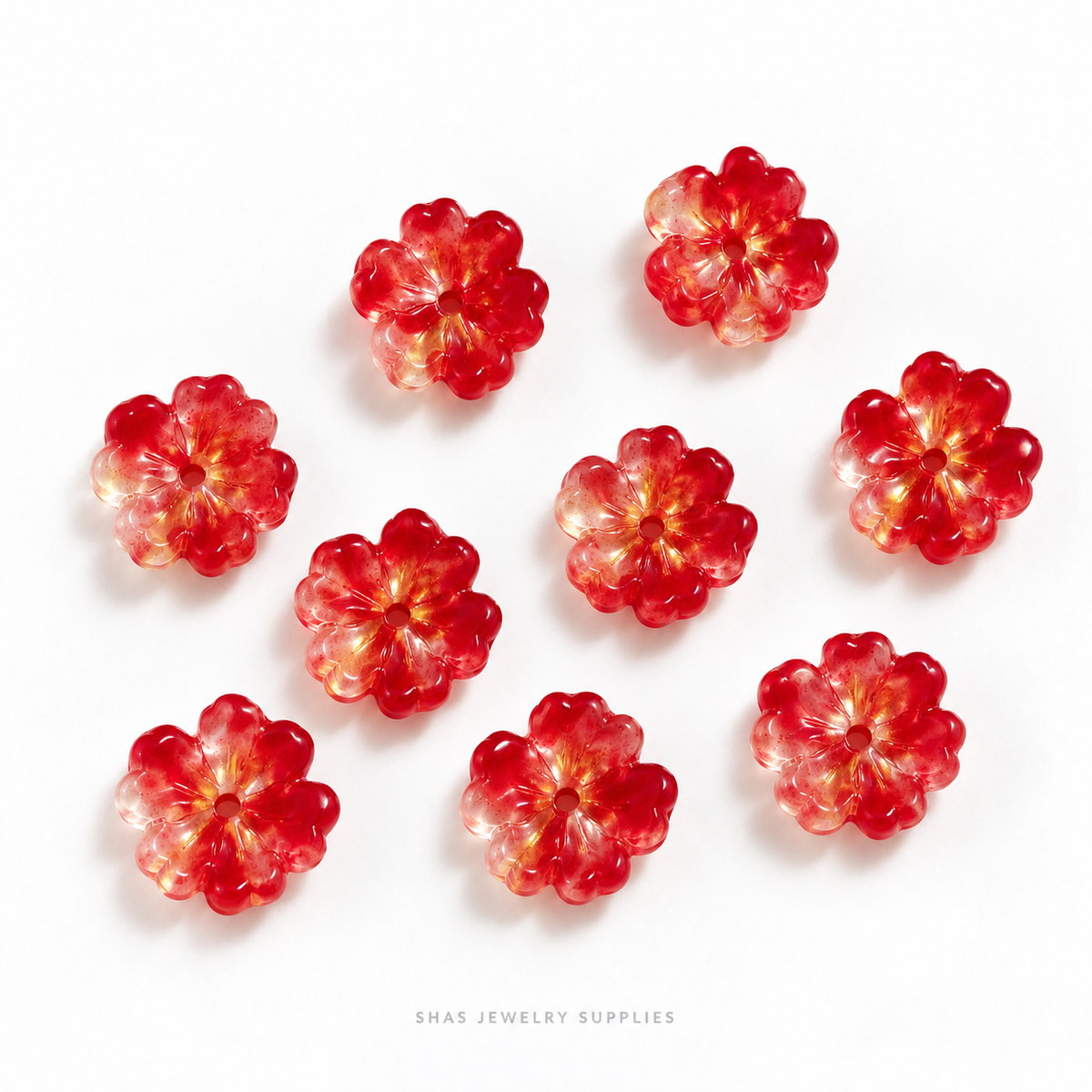 GB68 Cherry Blossom Flower Glass Beads ( 1 pc ) Lampwork Bead
