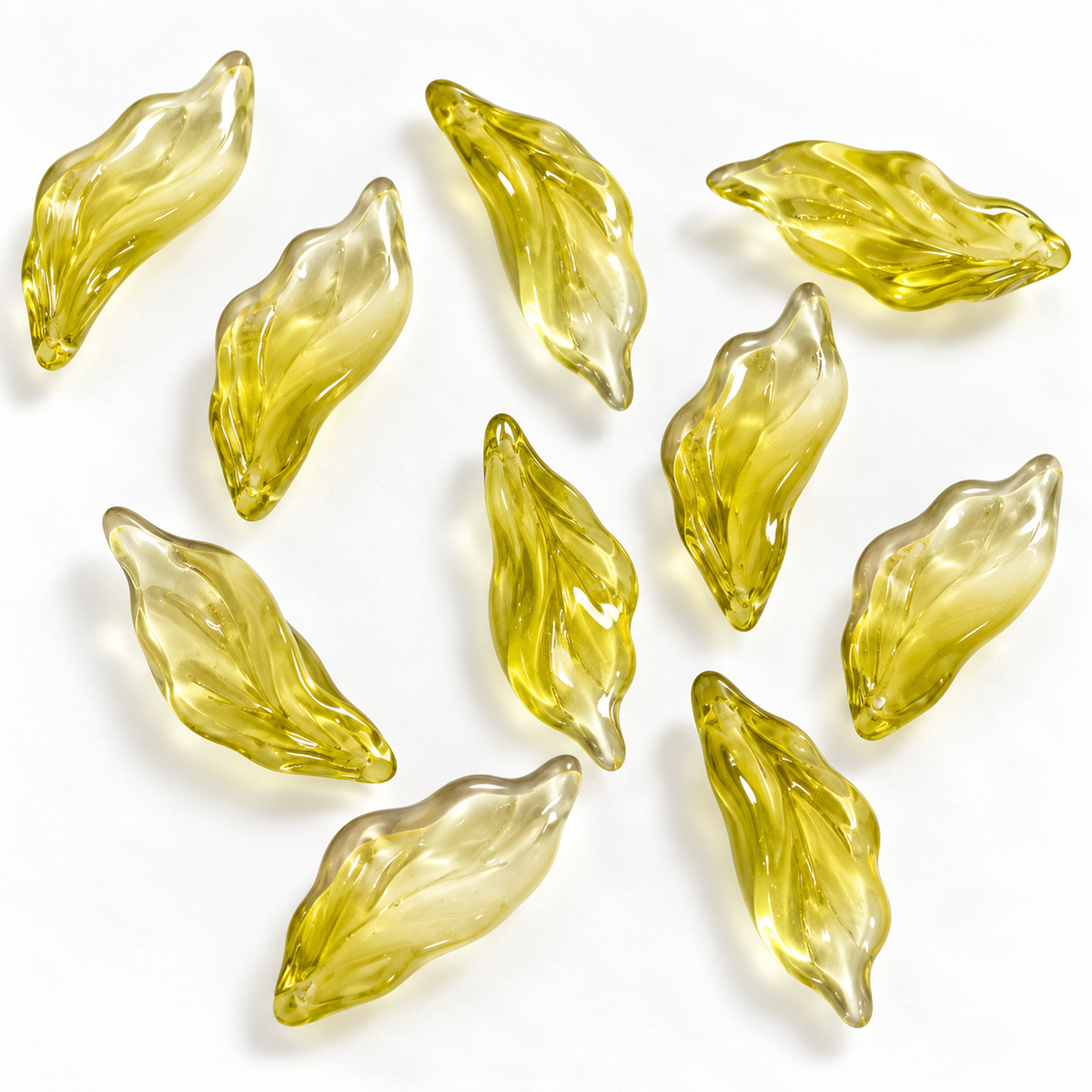 GB66 Seaweed Leaves Glass Beads ( 1 pc ) Czech Bead