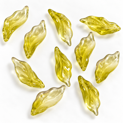 GB66 Seaweed Leaves Glass Beads ( 1 pc ) Czech Bead