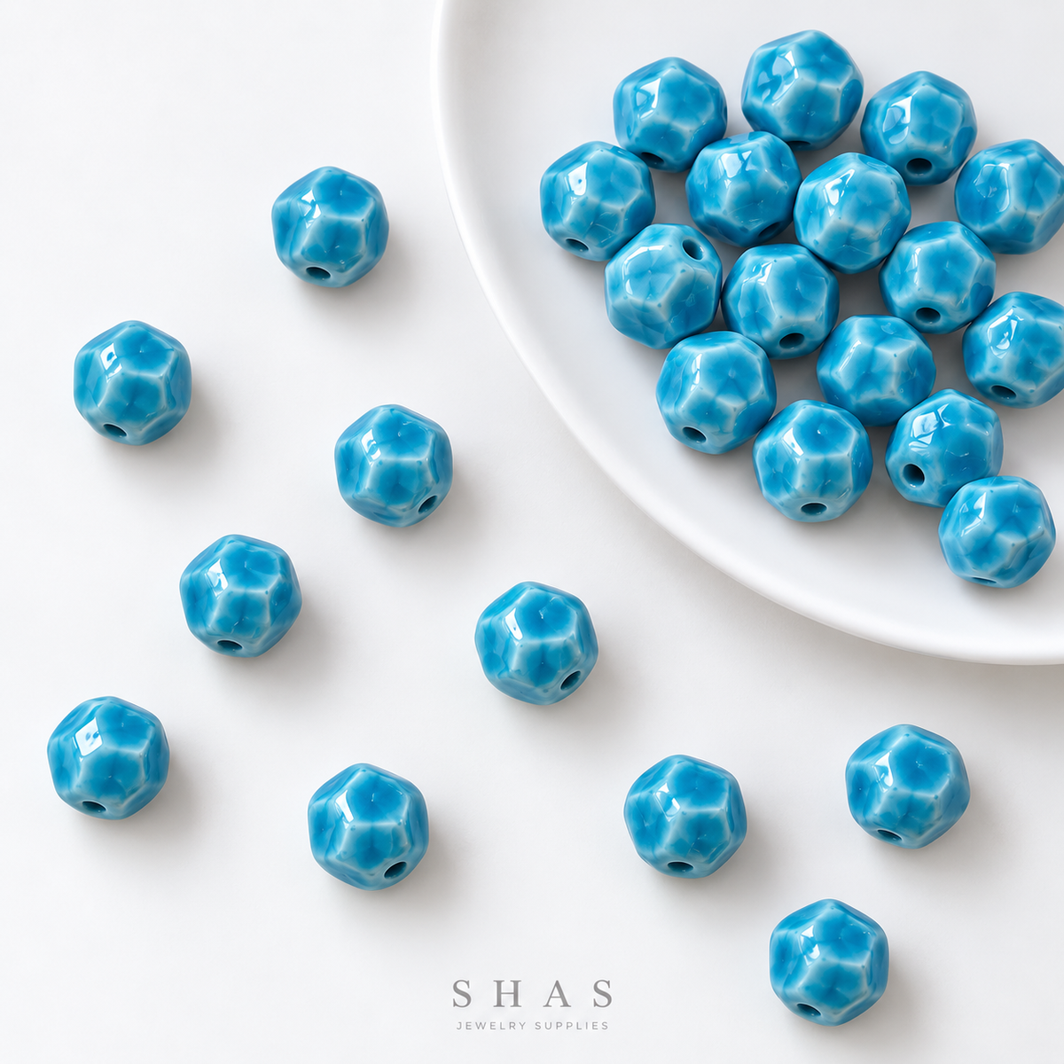 PCB26C Round Ceramic Bead ( 1 pc ) Porcelian Ceramic