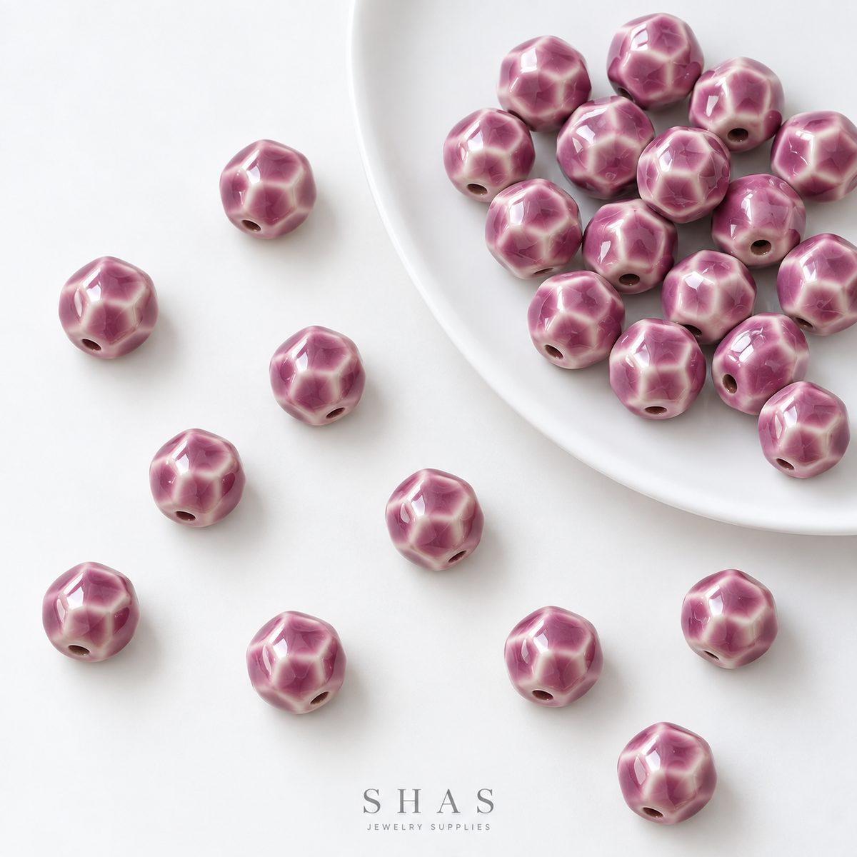 PCB26C Round Ceramic Bead ( 1 pc ) Porcelian Ceramic